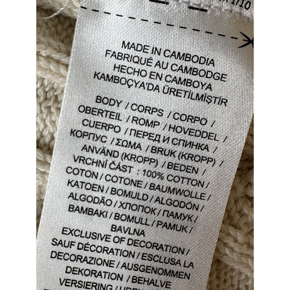 Genuine Lauren Ralph Lauren button‎ Trim Cable Knit Sweater -ivory Watch Sz L - Picture 16 of 16